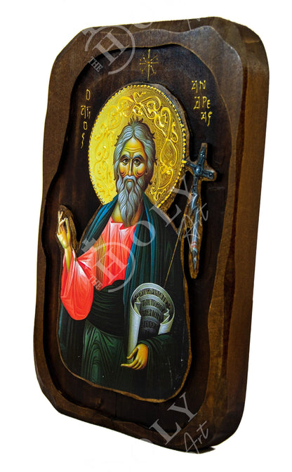 Saint Andrew icon the Apostle, Handmade Greek Orthodox icon of St Andrew, Byzantine art wall hanging wood plaque religious gift - TheHolyArt