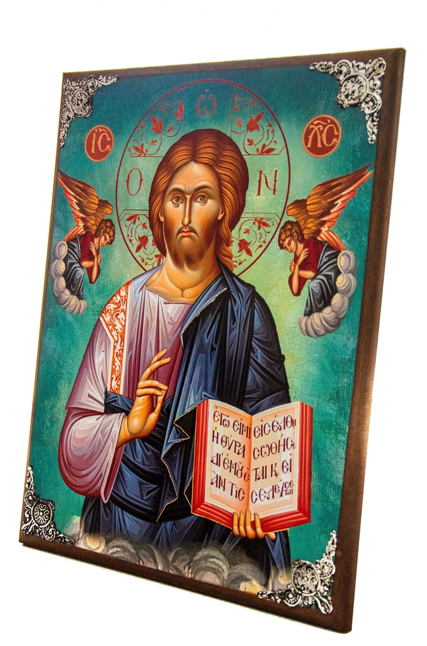 Jesus Christ icon, Handmade Greek Orthodox icon of our Lord, Byzantine art wall hanging wood plaque TheHolyArt