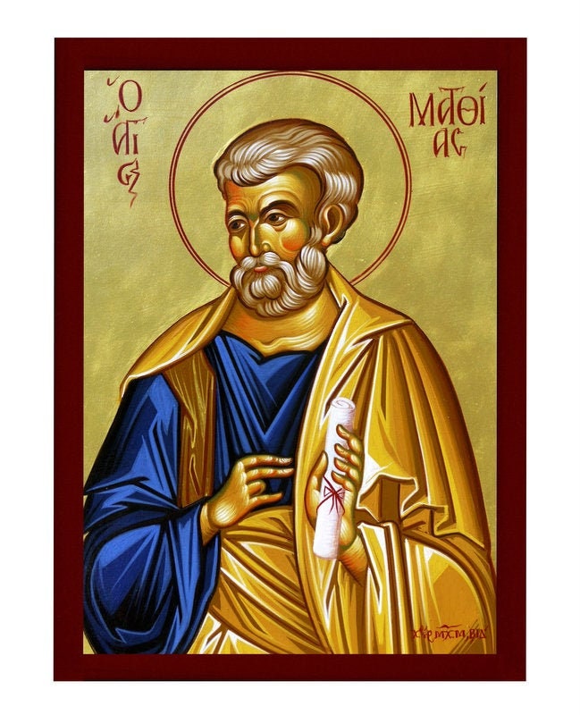 Saint Matthias the Apostle icon, Handmade Greek Orthodox icon of Apostle Matthias, Byzantine art wall hanging on wood plaque TheHolyArt
