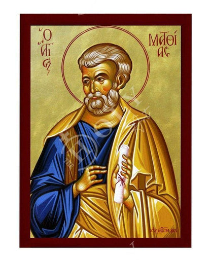 Saint Matthias the Apostle icon, Handmade Greek Orthodox icon of Apostle Matthias, Byzantine art wall hanging on wood plaque - TheHolyArt