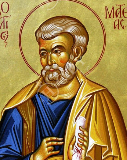 Saint Matthias the Apostle icon, Handmade Greek Orthodox icon of Apostle Matthias, Byzantine art wall hanging on wood plaque - TheHolyArt