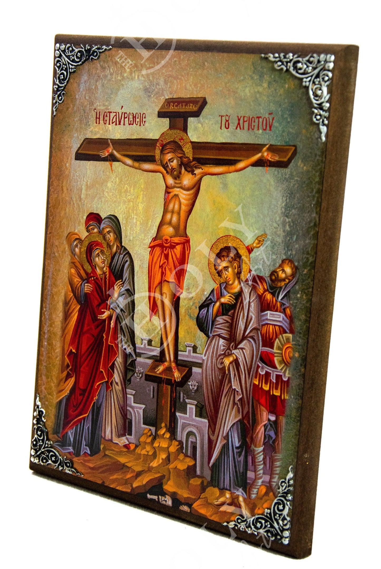 Resurrection Jesus Christ icon, Handmade Greek Orthodox icon, Byzantine art wall hanging wood plaque of our Lord rising from the dead, gift TheHolyArt