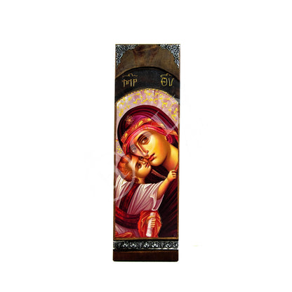 Virgin Mary icon Panagia Glykophilousa, Handmade Greek Orthodox Icon of Theotokos, Mother of God Byzantine art wall hanging wood plaque - TheHolyArt