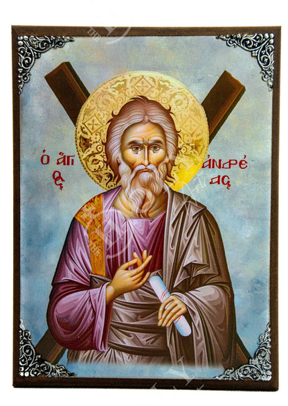 Saint Andrew icon the Apostle, Handmade Greek Orthodox icon of St Andrew, Byzantine art wall hanging wood plaque religious gift - TheHolyArt
