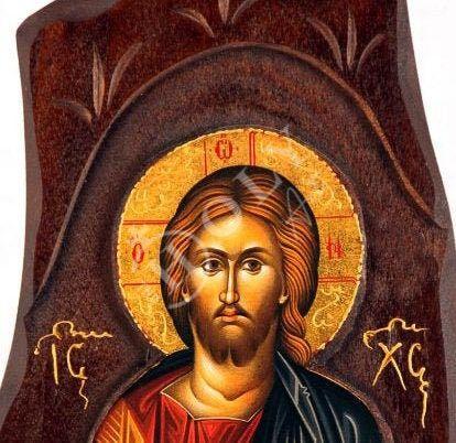 Jesus Christ icon, Handmade Greek Orthodox icon of our Lord, Pantocrator Byzantine art wall hanging icon wood plaque, religious decor - TheHolyArt