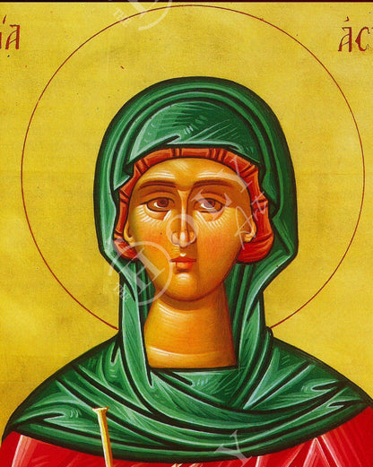 Saint Aspasia icon, Handmade Greek Orthodox icon of St Aspasia, Byzantine art wall hanging wood plaque, religious gift - TheHolyArt