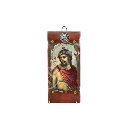 Jesus Christ icon Bridegroom, Handmade Greek Orthodox icon of Nymphios, Byzantine art wall hanging canvas wood plaque 30x14cm, wedding gift - TheHolyArt