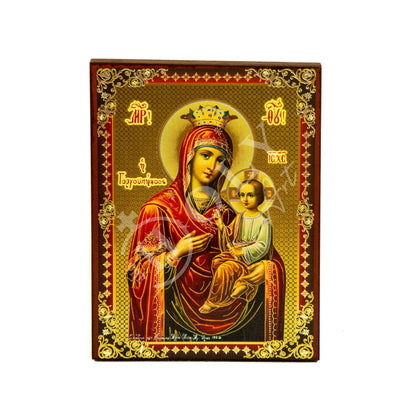 Virgin Mary icon Panagia, Handmade Greek Orthodox Icon, Mother of God Byzantine art wall hanging, Theotokos religious wood plaque - TheHolyArt