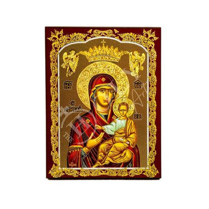 Virgin Mary icon Panagia Soumela, Handmade Greek Orthodox Icon, Mother of God Byzantine art wall hanging, Theotokos religious wood plaque - TheHolyArt