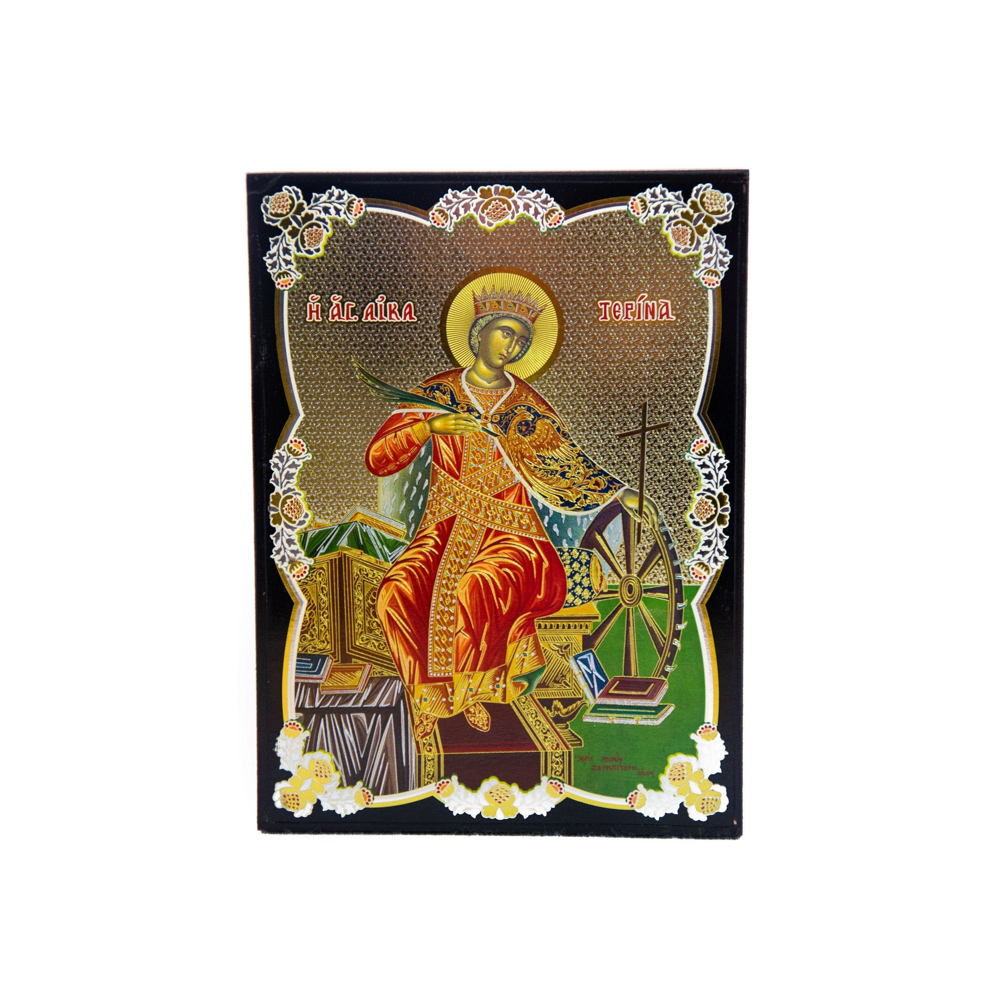 Saint Catherine icon, Handmade Greek Orthodox icon of St Katherine of Sinai, Byzantine art wall hanging icon plaque, religious decor 22x16cm TheHolyArt