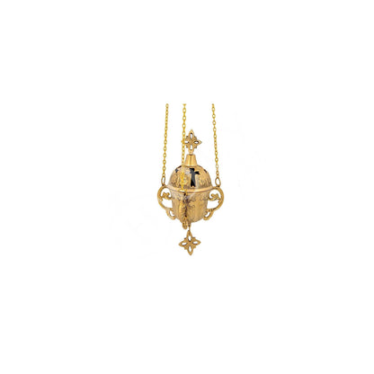 Christian Brass Hanging Oil Vigil Lamp with Cross, Prayer Hanging Oil Lamp, Orthodox Oil Candle with glass cup, religious decor gift idea - TheHolyArt
