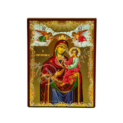 Virgin Mary icon Panagia, Handmade Greek Orthodox Icon, Mother of God Byzantine art wall hanging, Theotokos religious wood plaque - TheHolyArt