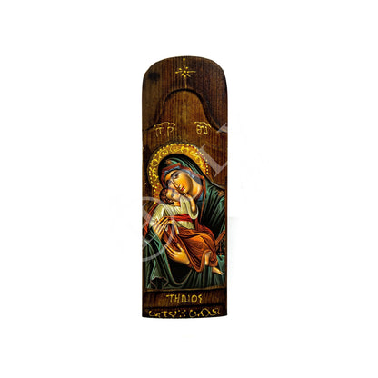 Virgin mary icon panagia, handmade greek orthodox icon, mother of god byzantine art, theotokos wall hanging wood plaque religious decor - TheHolyArt