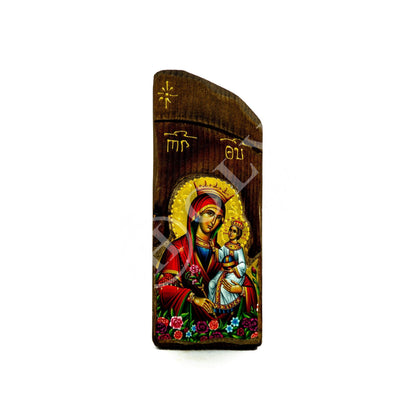 Virgin Mary icon Panagia Rose Amaranth, Handmade Greek Orthodox Icon, Mother of God Byzantine art, Theotokos wall hanging wood plaque - TheHolyArt
