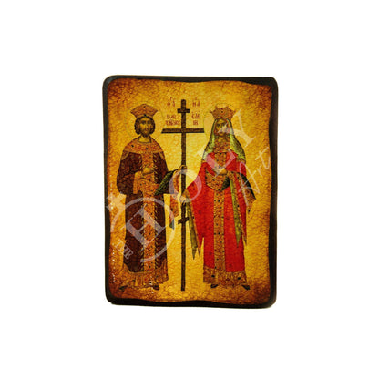 Saint Constantine icon & Saint Helen icon, Handmade Greek Christian Orthodox Icon, St Constantine and Helen Byzantine art wall hanging - TheHolyArt