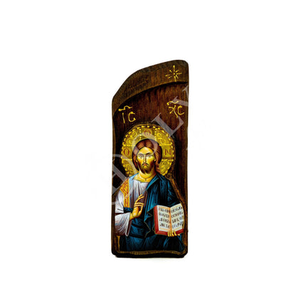 Jesus Christ icon, Handmade Greek Orthodox icon, Byzantine art wall hanging of our Lord on wood plaque, religious decor - TheHolyArt