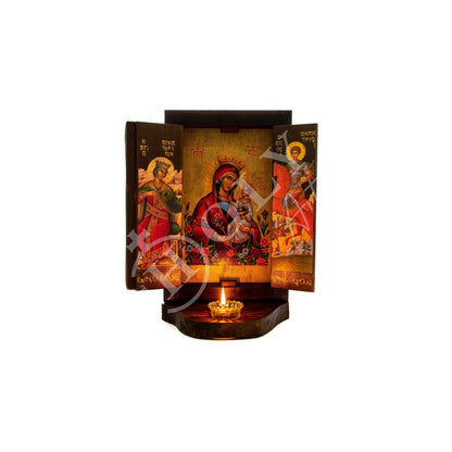 Christian Iconostasis with Virgin Mary St Catherine St Demetrius, Handmade Mount Athos Orthodox Icon,Byzantine art wall hanging wood plaque - TheHolyArt