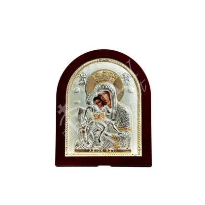 Virgin Mary icon Axion Esti, Handmade Silver Greek Orthodox Icon, Mother of God Byzantine art, Theotokos handmade wall hanging wood plaque - TheHolyArt