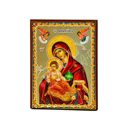 Virgin Mary icon Panagia, Handmade Greek Orthodox Icon, Mother of God Byzantine art wall hanging, Theotokos religious wood plaque - TheHolyArt