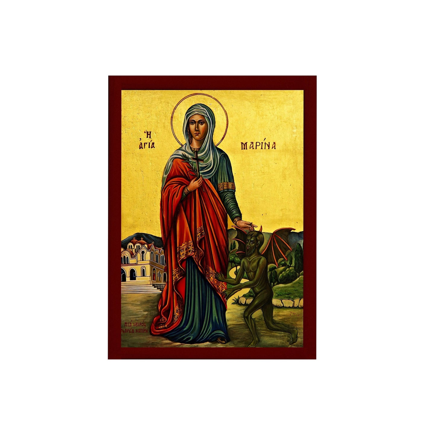 Saint Marina icon, Handmade Greek Orthodox icon of St Marina of Antioc-TheHolyArt