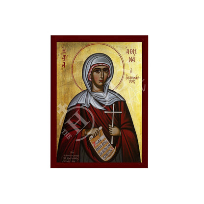Saint Athena icon, Handmade Greek Orthodox Icon of St Athina the Martyr, Byzantine art wall hanging plaque, religious decor - TheHolyArt