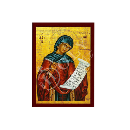 Saint Kassiani icon the Hymnographer, Handmade Greek Orthodox icon of St Kassiani, Byzantine art wall hanging, religious gift - TheHolyArt