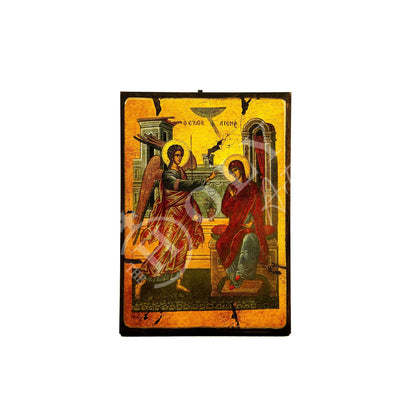 The Annunciation of Virgin Mary icon, Handmade Greek Orthodox Icon of Mother of God, Byzantine art Theotokos canvas icon 30x20cm gift idea - TheHolyArt