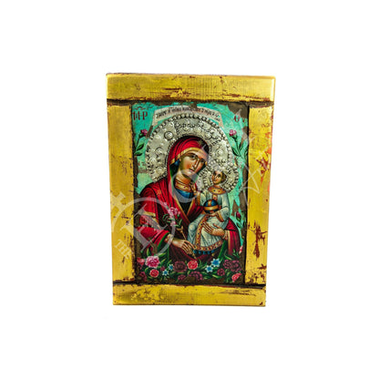 Virgin Mary icon Panagia, Handmade Greek Orthodox icon Theotokos, Mother of God Byzantine art wall hanging canvas icon, wedding gift 44x29cm - TheHolyArt