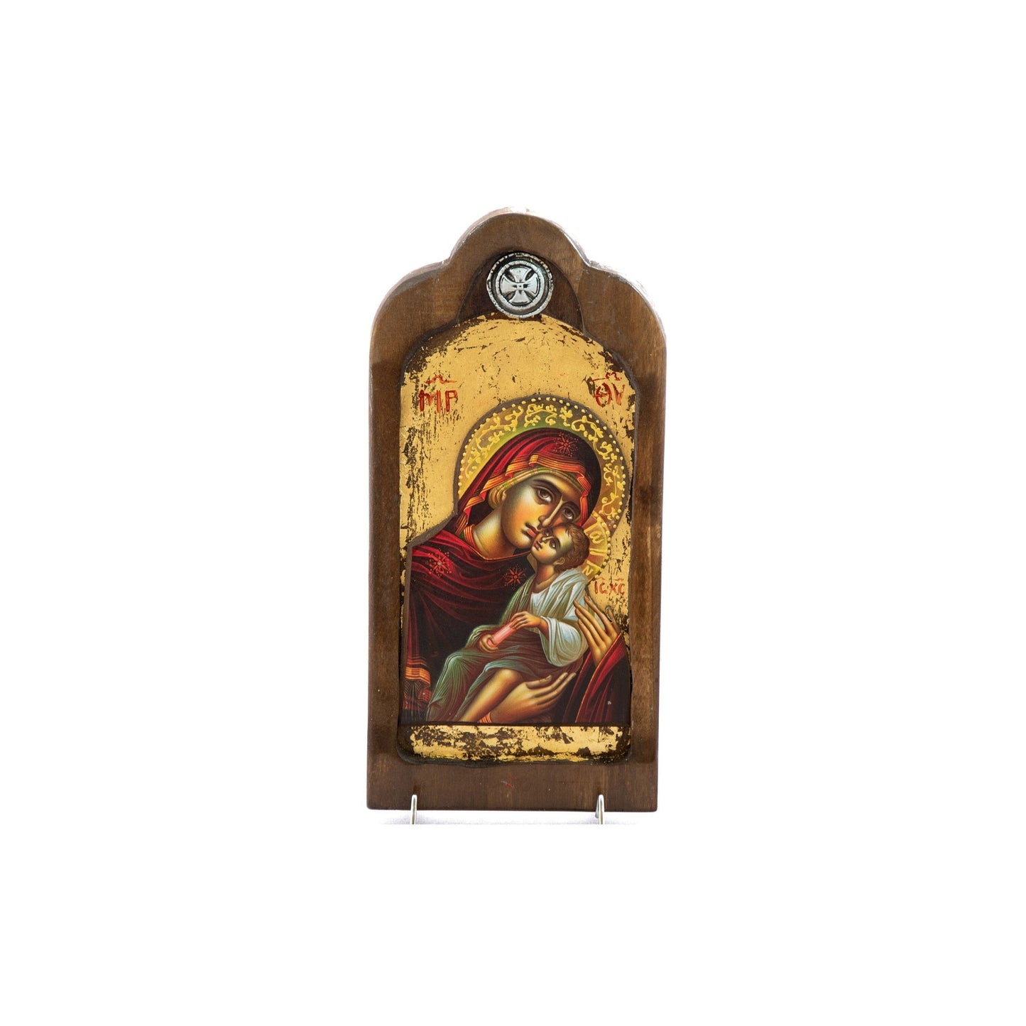 Virgin Mary icon Panagia, Handmade Greek Orthodox icon of Theotokos, Mother of God Byzantine art wall hanging plaque, wedding gift 37x18cm TheHolyArt