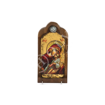 Virgin Mary icon Panagia, Handmade Greek Orthodox icon of Theotokos, Mother of God Byzantine art wall hanging plaque, wedding gift 37x18cm - TheHolyArt