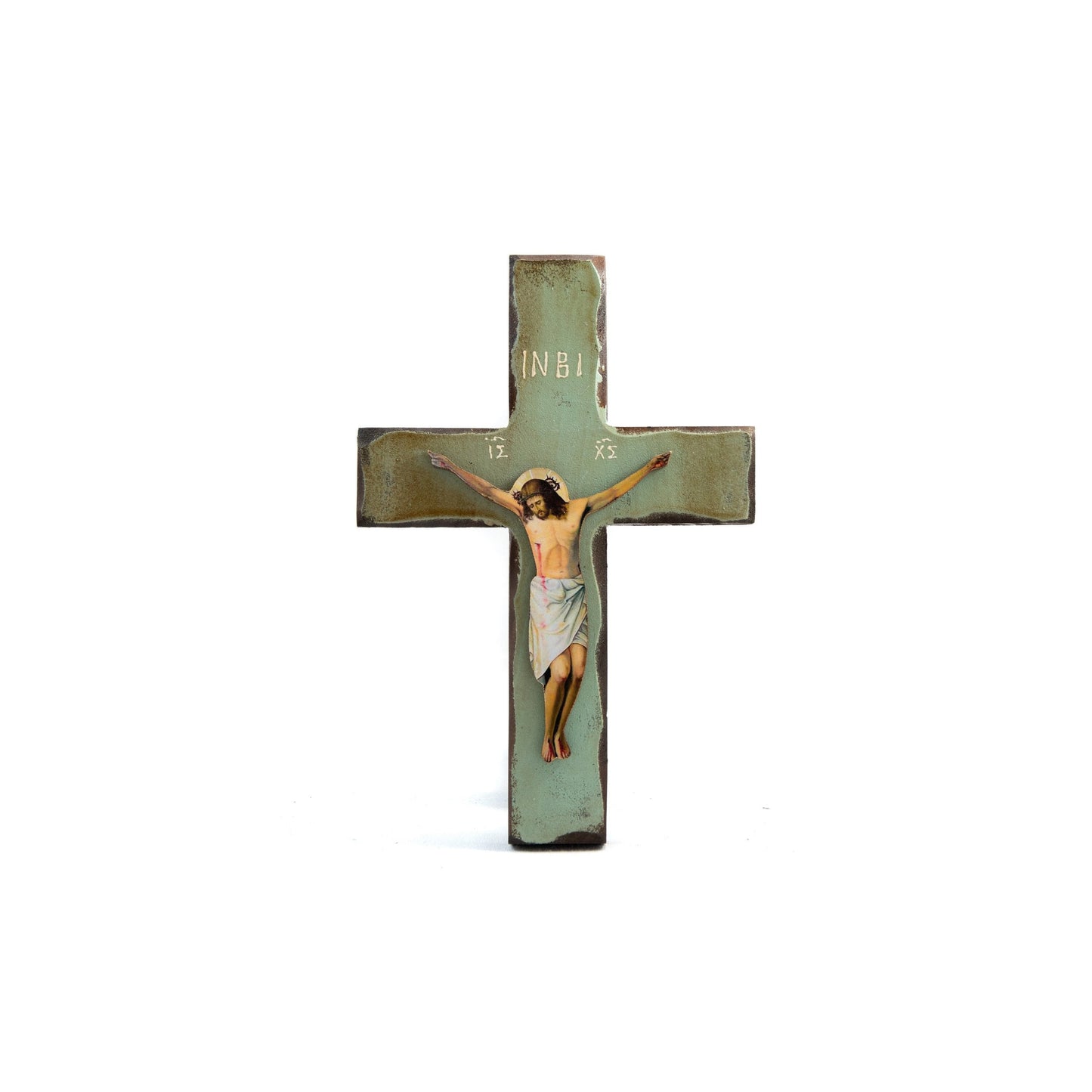 Crucifix Jesus Christ Cross, Blessing Cross, Byzantine art wall hanging, Greek Handmade wood Cross 31x21cm, Christian wall art decor TheHolyArt