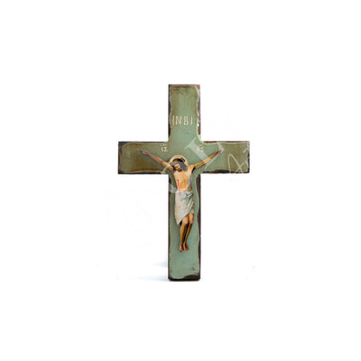 Crucifix Jesus Christ Cross, Blessing Cross, Byzantine art wall hanging, Greek Handmade wood Cross 31x21cm, Christian wall art decor - TheHolyArt
