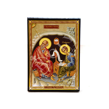 Saint John Evangelist icon, Orthodox icon of the Apocalypse, Apostle John Byzantine art wall hanging, Handmade icon wood plaque 27x21cm - TheHolyArt