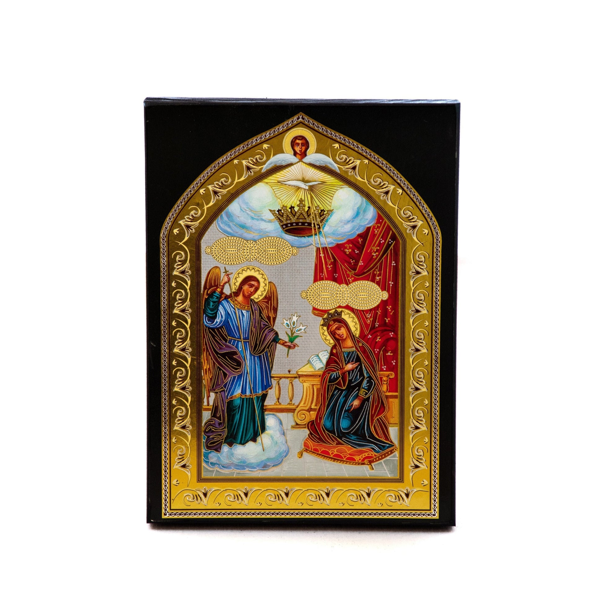The Annunciation Virgin Mary icon, Greek Orthodox Icon, Mother of God Byzantine art, Theotokos handmade wall hanging wood plaque 27x21cm TheHolyArt