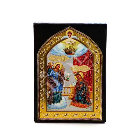 The Annunciation Virgin Mary icon, Greek Orthodox Icon, Mother of God Byzantine art, Theotokos handmade wall hanging wood plaque 27x21cm TheHolyArt