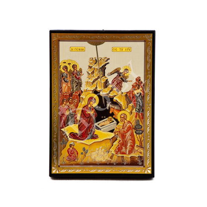 Nativity Jesus Christ icon, Birth of Jesus Orthodox Icon, Byzantine wall hanging art, Greek handmade wood plaque icon, wedding gift 27x21cm - TheHolyArt