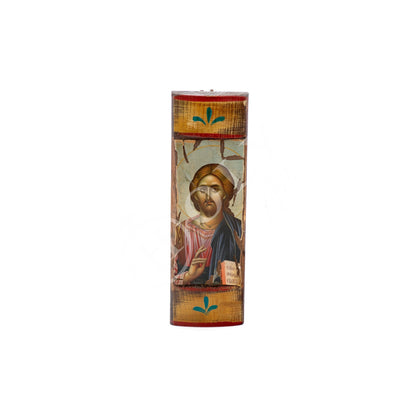 Jesus Christ icon, Handmade Greek Orthodox icon of our Lord, Byzantine art wall hanging canvas icon wood plaque 30x9cm, wedding gift - TheHolyArt