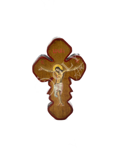 Crucifix Jesus Christ Cross, Blessing Cross, Byzantine art wall hanging, Greek Handmade Orthodox wooden Cross 38x24cm, wedding gift - TheHolyArt