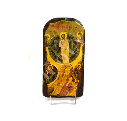 The Ascension of Jesus Christ icon, Handmade Greek Orthodox icon of Analipsi, Byzantine art wall hanging of our Lord rising to heaven plaque - TheHolyArt
