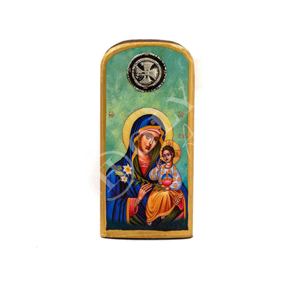 Virgin Mary icon Panagia, Handmade Greek Orthodox icon of Theotokos, Mother of God Byzantine art wall hanging wood plaque, wedding gift - TheHolyArt