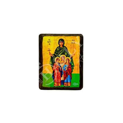 Saint Sophia icon, Orthodox icon St Sofia the Martyr, Greek Handmade Byzantine art wall hanging of Hagia Sophia wood plaque, religious decor - TheHolyArt