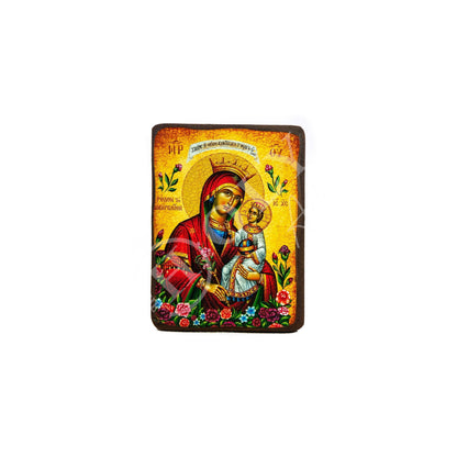 Virgin Mary icon Panagia Rose Amaranth, Handmade Greek Orthodox Icon, Mother of God Byzantine art, Theotokos wall hanging wood plaque - TheHolyArt
