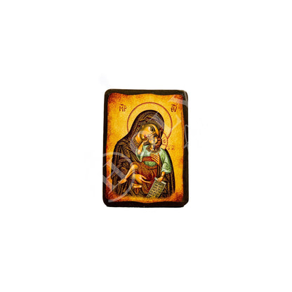 Virgin Mary icon Panagia Eleousa, Handmade Greek Orthodox Icon, Mother of God Byzantine art, Theotokos wall hanging wood plaque - TheHolyArt