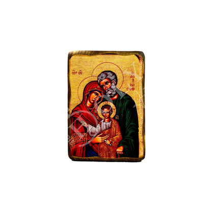 The Holy Family icon, Handmade Greek Orthodox icon of the Jesus Christ Virgin Mary & Joseph, Byzantine art wall hanging wood plaque - TheHolyArt