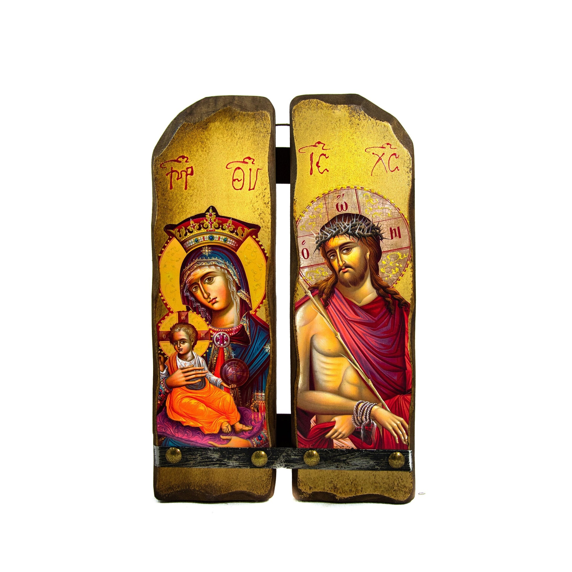 Virgin Mary & Jesus Christ icon , Handmade Greek Orthodox Icon, Mother of God and our Lord Byzantine art wall hanging wood plaque, decor TheHolyArt