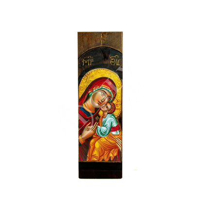 Virgin Mary icon Panagia Glykophilousa, Handmade Greek Orthodox Icon of Theotokos, Mother of God Byzantine art wall hanging wood plaque - TheHolyArt