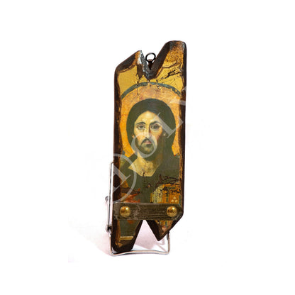 Jesus Christ icon, Handmade Greek Orthodox icon, Byzantine art wall hanging canvas icon of our Lord on wood plaque, religious decor - TheHolyArt
