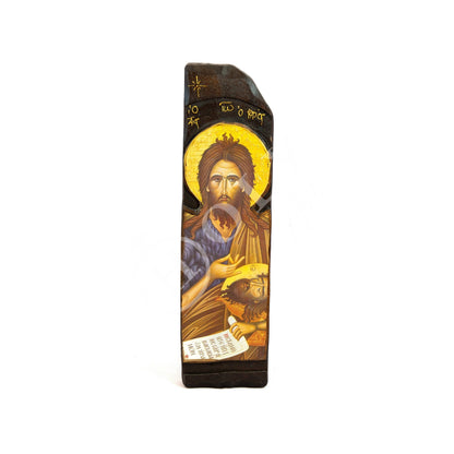 Saint John icon, Handmade Greek Orthodox icon of Saint John Baptist, Byzantine art wall hanging on wood plaque, religious home decor - TheHolyArt