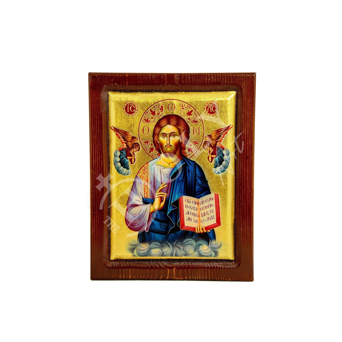 Jesus Christ icon, Handmade Greek Orthodox icon, Byzantine art wall hanging serigraphy icon w/ gold leaf wood plaque, religious gift TheHolyArt