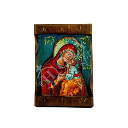 Virgin Mary icon Panagia Glykophilousa, Handmade Greek Orthodox Icon, Byzantine wood plaque - TheHolyArt